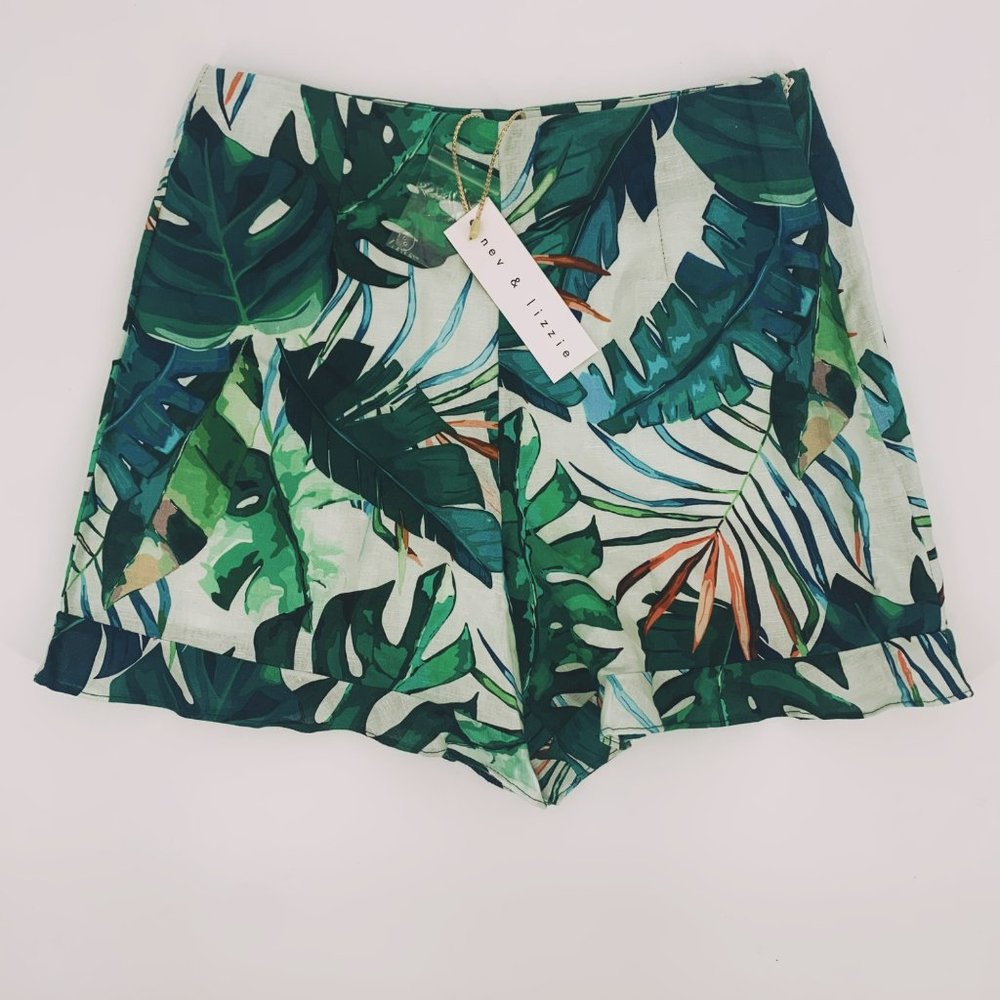 Nev & Lizzie Linen Ruffle Hem Shorts Size 16